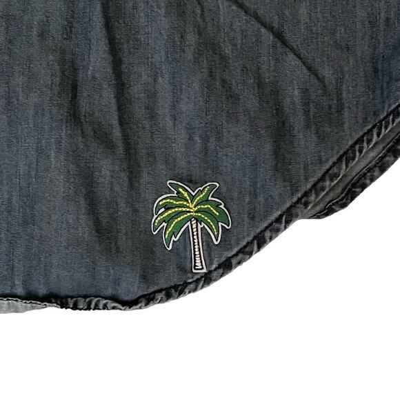 JOE FRESH WOMENS DENIM BUTTON DOWN SHIRT TOP  M PATCHES RETRO CASUAL HIPPEE‎ - Picture 6 of 12